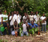 School students involved in planting native trees. Photo: Fundación Sirua